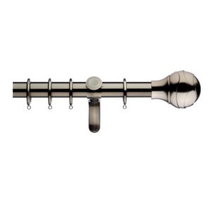 Integra Inspired 45mm Curtain pole set, Premium Heavy duty - Ocular Finials - brushed silver