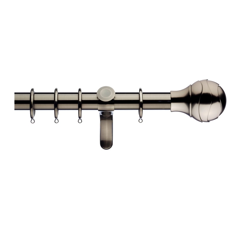 Integra Inspired 45mm Curtain pole set, Premium Heavy duty - Ocular Finials - brushed silver
