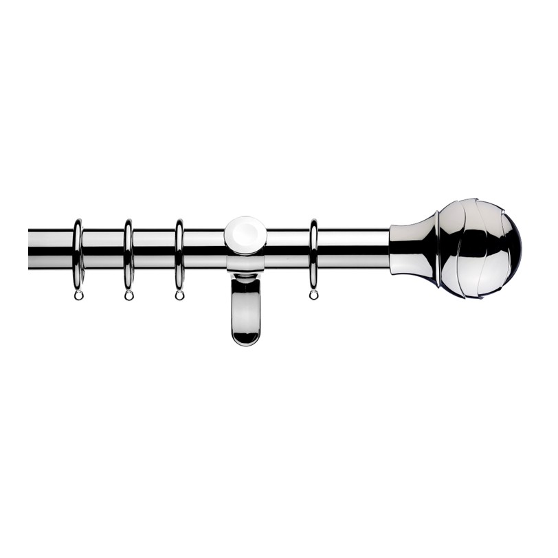 Integra Inspired 45mm Curtain pole set, Premium Heavy duty - Ocular Finials - chrome