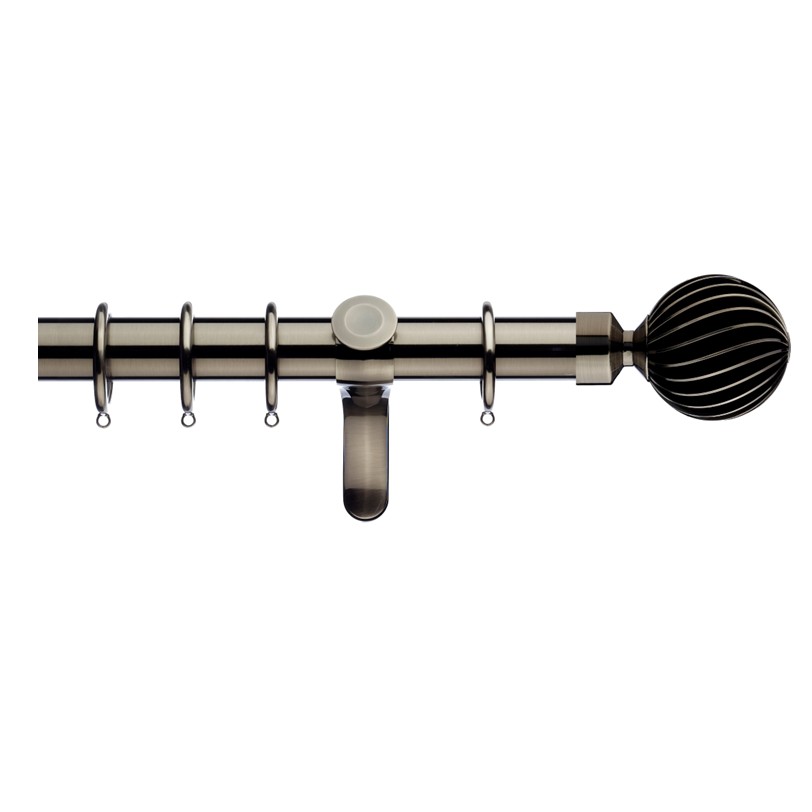 Integra Inspired 45mm Curtain pole set, Premium Heavy duty - Zara Finials - brushed silver