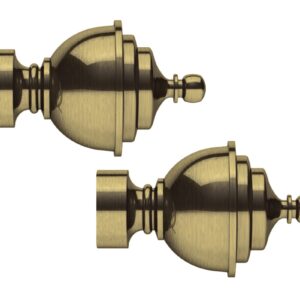 Swish Minster finials pair antique brass, for 35mm curtain poles