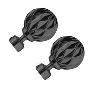 Design Studio Cruzar pair of curtain pole finials, in modern cut ball design in Graphite Grey finish