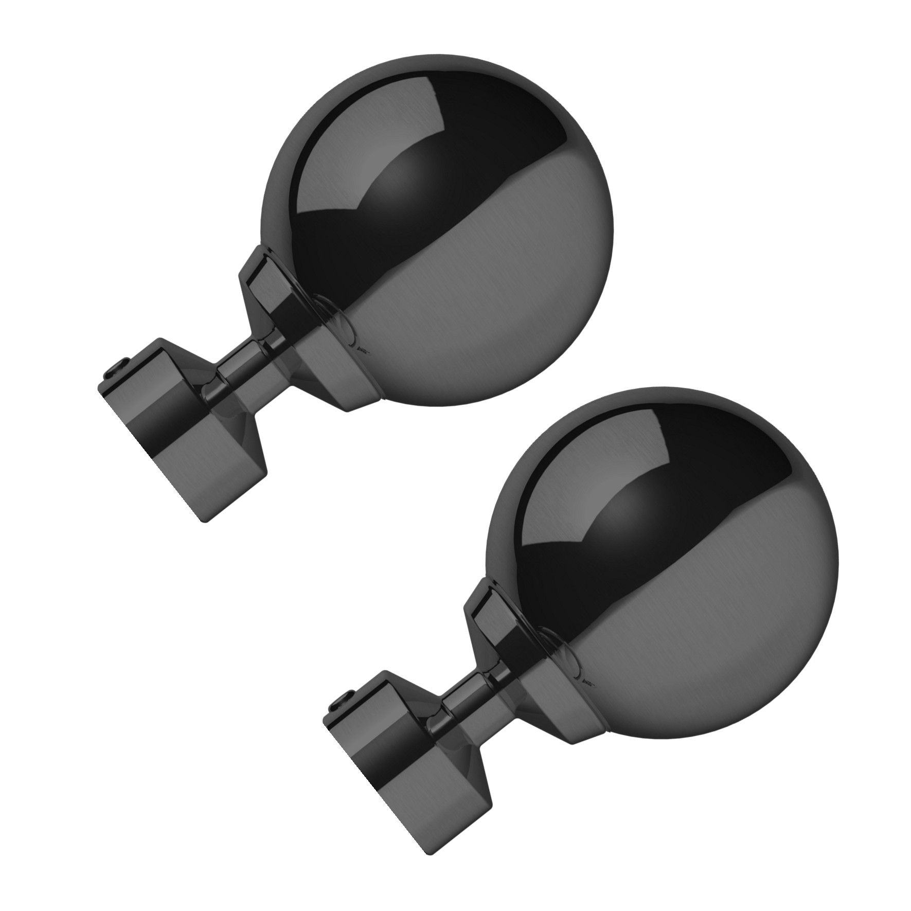 Design Studio Mondial ball curtain pole finial pair, in modern Graphite finish