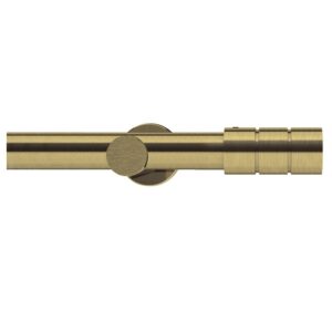 Integra Elements 28mm diameter Curtain pole set, with Brooklyn barrel finials in antique brass finish. Pole set includes poles, finials, brackets fixings and instructions.