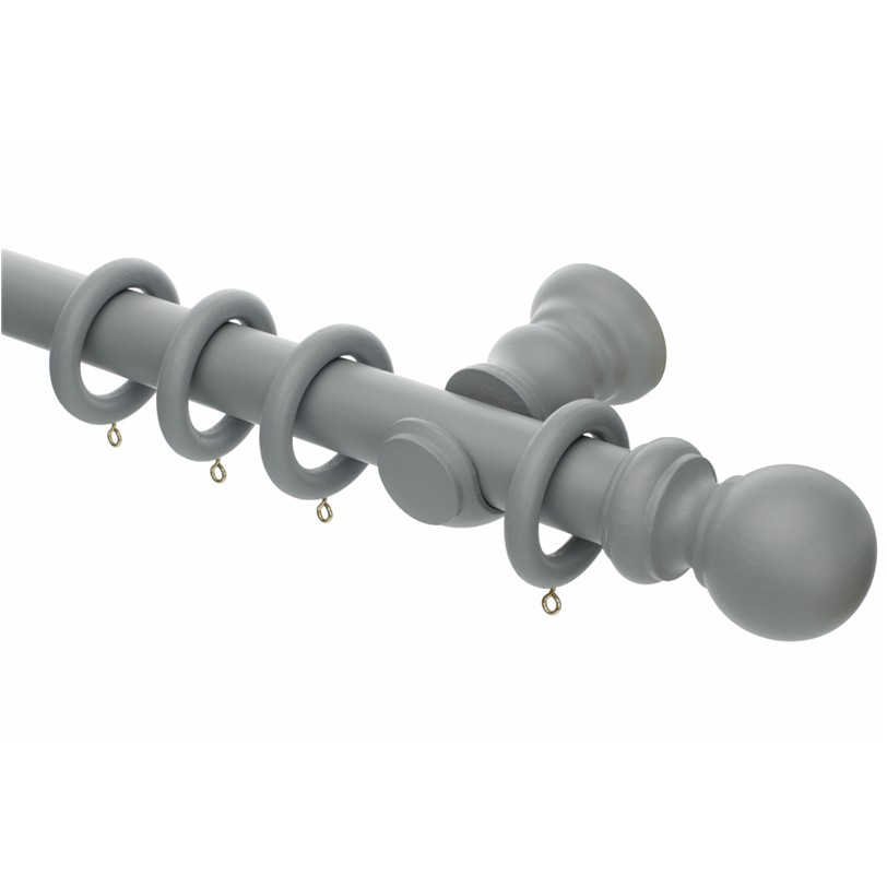 Honister 35mm Pale Slate wood curtain pole with rings