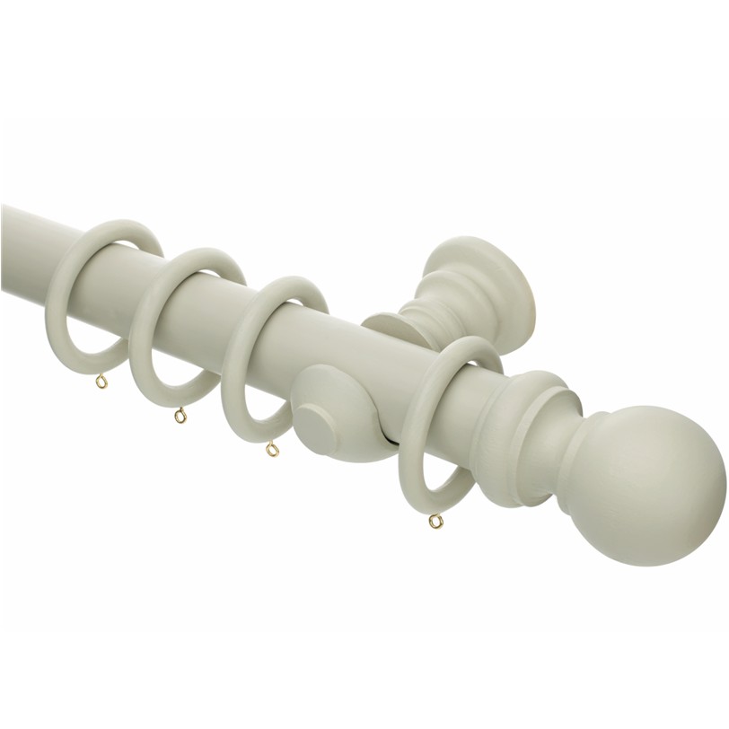 Honister 50mm French Grey wood curtain pole with rings