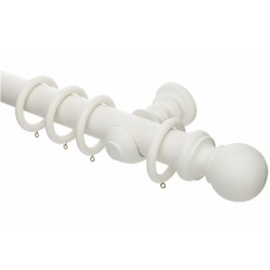 Honister 50mm Linen White wood curtain pole with rings