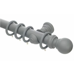 Honister 50mm Pale Slate wood curtain pole with rings