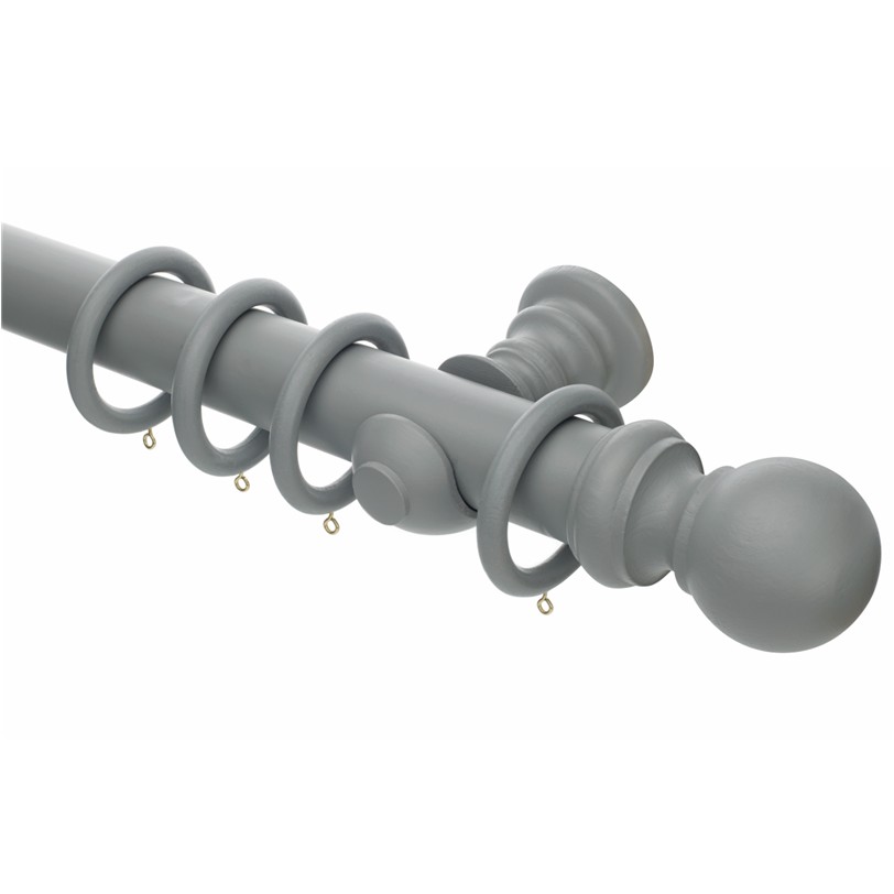 Honister 50mm Pale Slate wood curtain pole with rings