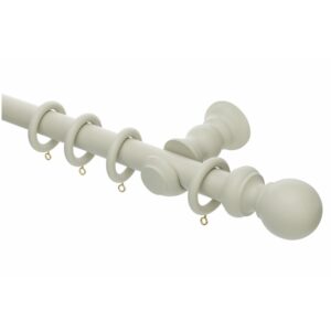 Honister French Grey wood curtain pole with rings