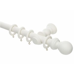 Honister Linen White wood curtain pole with rings