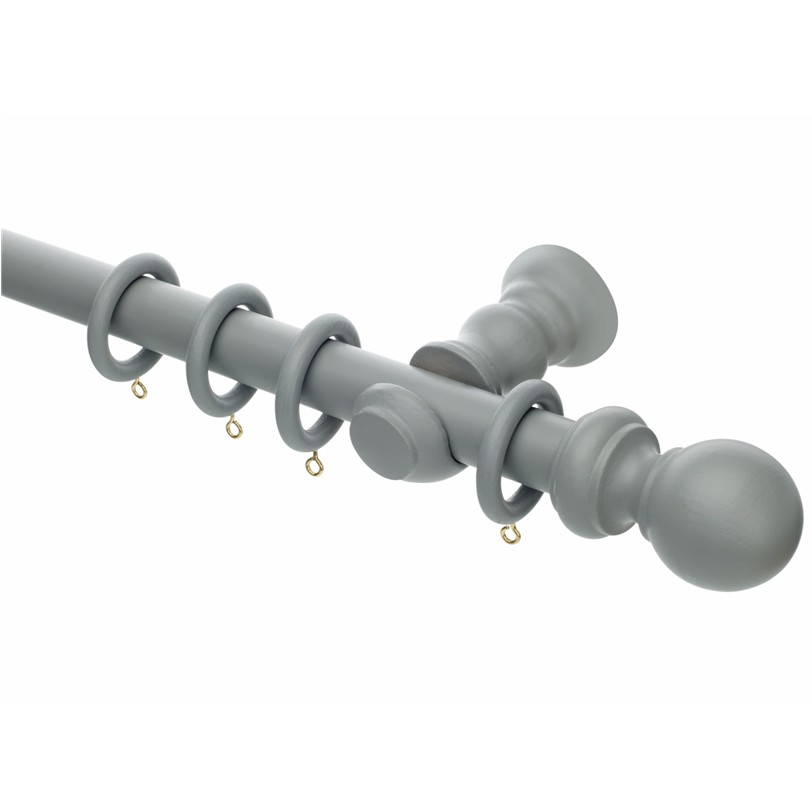 Honister Pale Slate wood curtain pole with rings