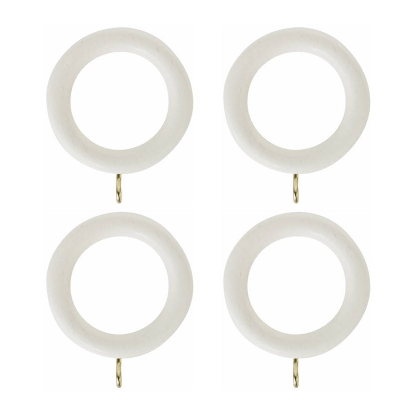 Honister White Linen wood curtain rings pack of 4