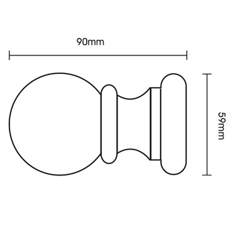 Woodline 35mm Ball finials line drawing dimensions Woodline 35mm Ball finials line drawing dimensions