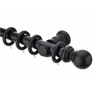 Woodline Black 35mm curtain poles with rings