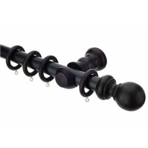 Woodline Black curtain poles with rings