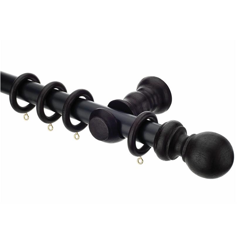 Woodline Black curtain poles with rings