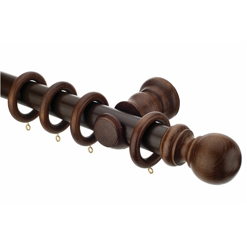Woodline Dark Oak 35mm curtain poles with rings Woodline Dark Oak 35mm curtain poles with rings