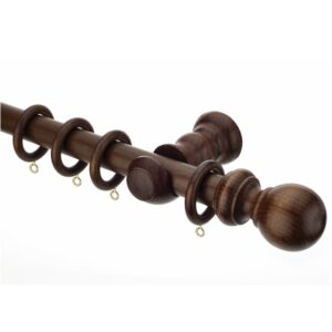 Woodline Dark Oak curtain poles with rings