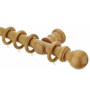 Woodline Light Oak 35mm curtain poles with rings