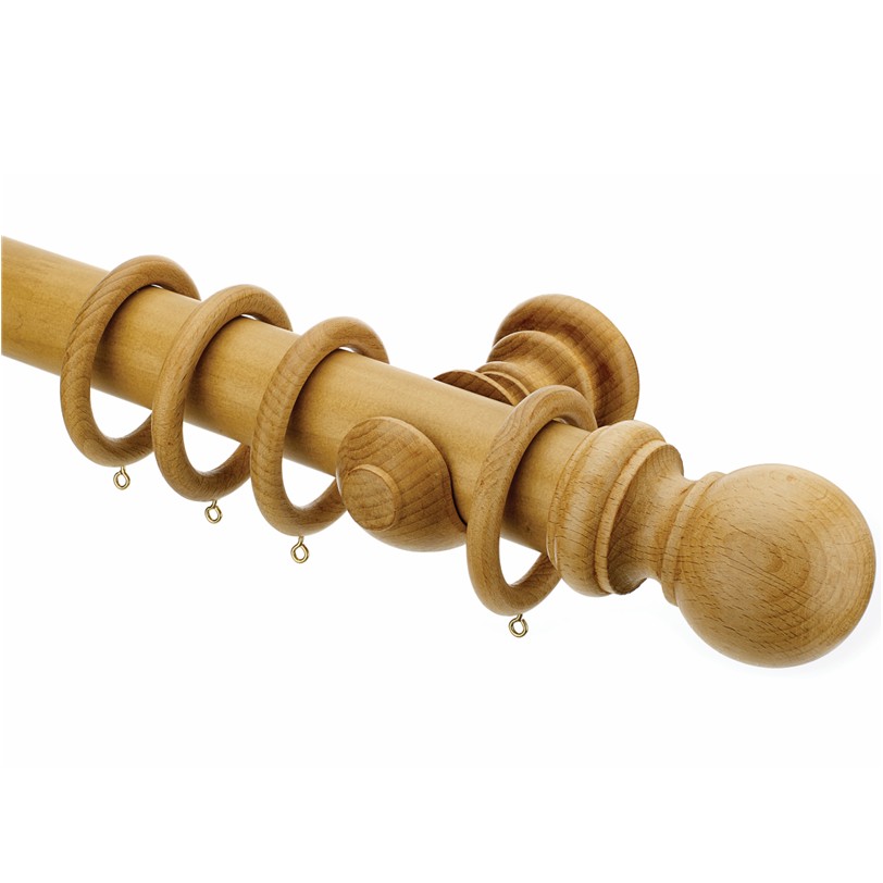 Woodline Light Oak 50mm curtain pole with rings