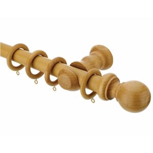 Woodline Light Oak curtain poles with rings