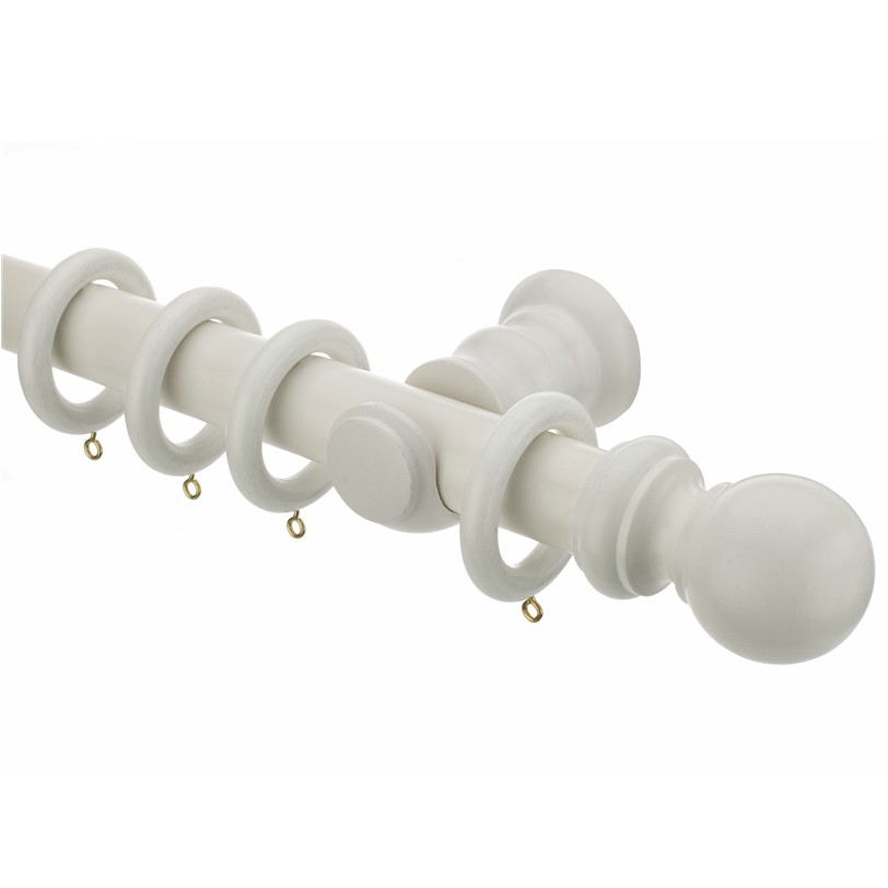 Woodline White 35mm curtain poles with rings