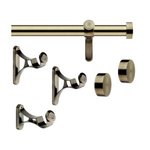35mm Curtain Pole set in Burnished Brass with a Ronda stud finial for eyelet curtains, supplied with strong brackets by ABC Decor