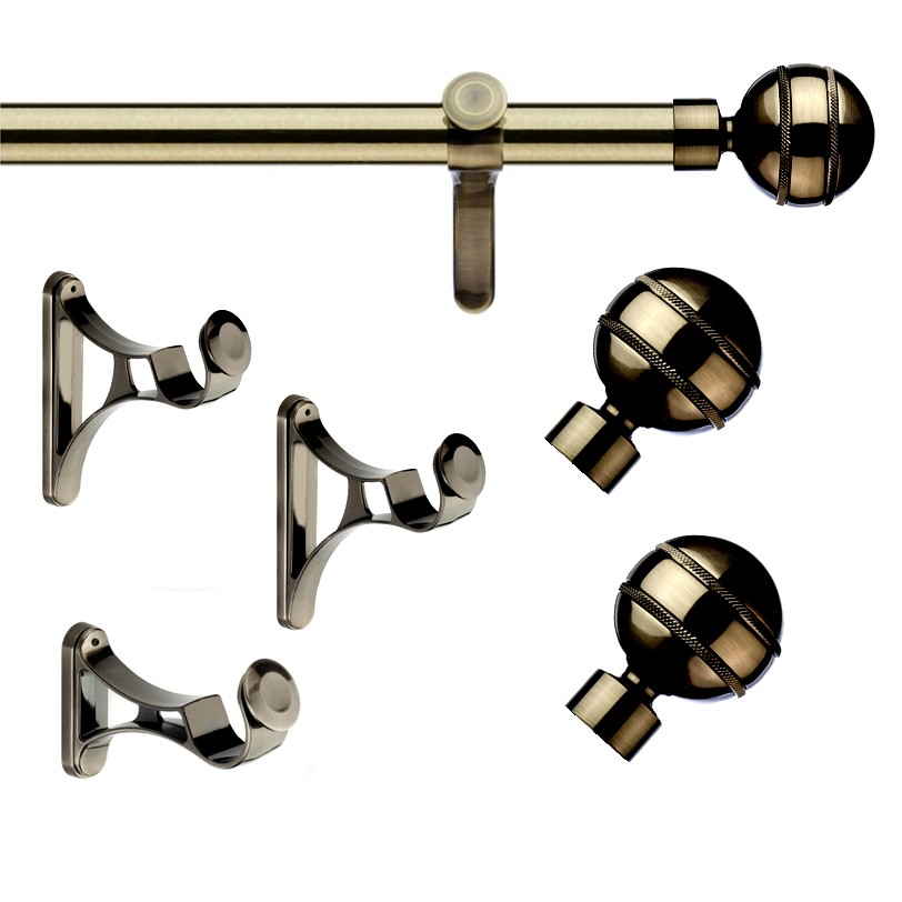 35mm Pole set Burnished Brass Selina finial eyelet with parts 35mm Pole set Burnished Brass Selina finial eyelet with parts