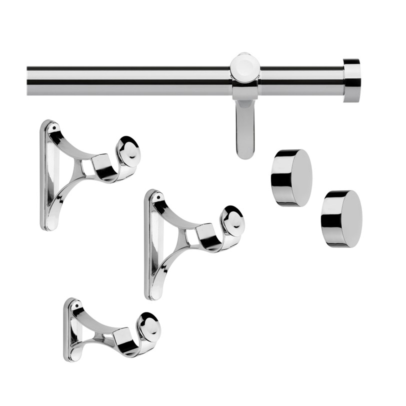 35mm Pole set chrome Ronda finial eyelet with parts
