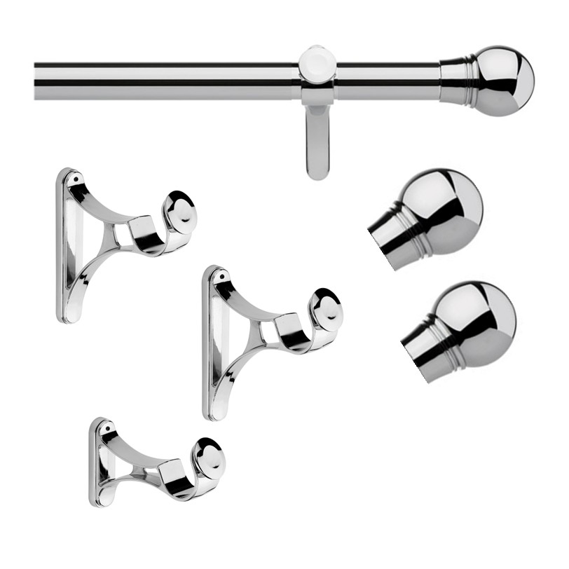 35mm Pole set chrome Scepta finial eyelet with brackets