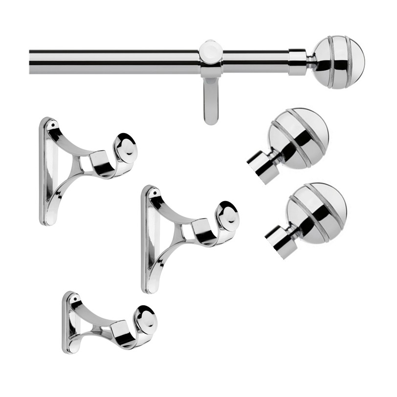 35mm Pole set chrome Selina finial eyelet with brackets