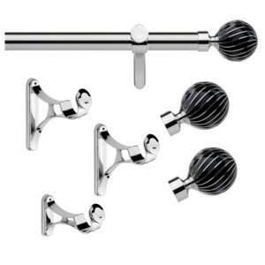 35mm Pole set chrome Zara finial eyelet with brackets
